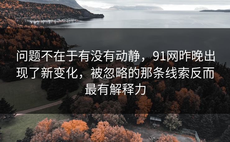 问题不在于有没有动静，91网昨晚出现了新变化，被忽略的那条线索反而最有解释力