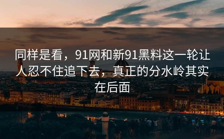 同样是看，91网和新91黑料这一轮让人忍不住追下去，真正的分水岭其实在后面