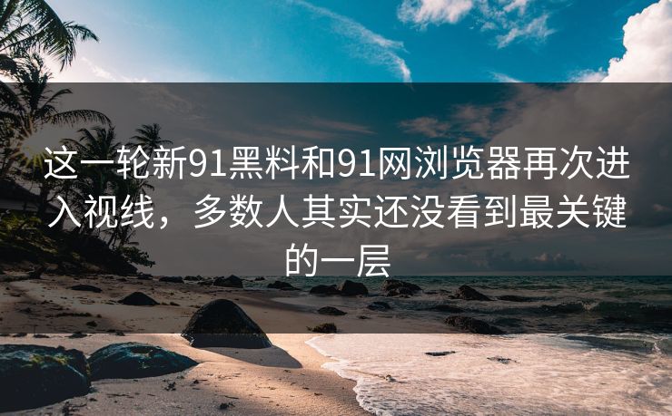 这一轮新91黑料和91网浏览器再次进入视线，多数人其实还没看到最关键的一层