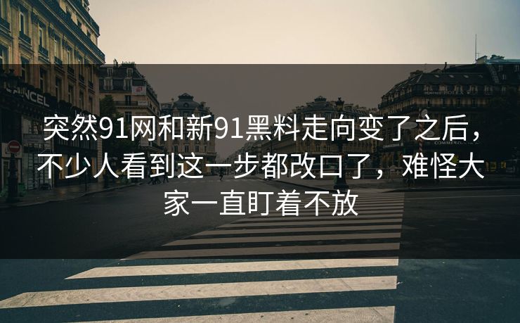 突然91网和新91黑料走向变了之后，不少人看到这一步都改口了，难怪大家一直盯着不放