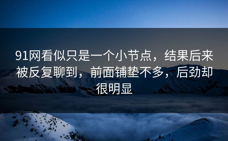 91网看似只是一个小节点，结果后来被反复聊到，前面铺垫不多，后劲却很明显