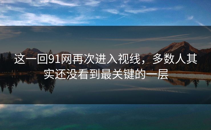 这一回91网再次进入视线，多数人其实还没看到最关键的一层